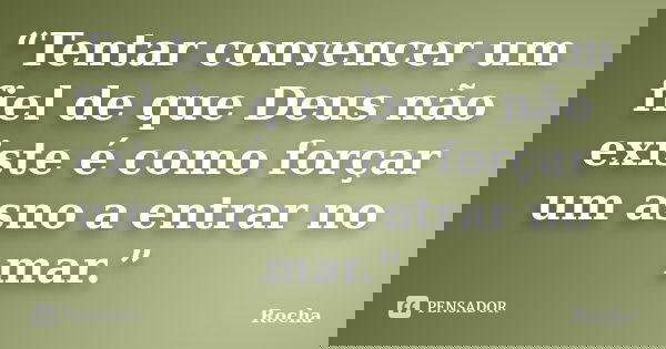 “Tentar convencer um fiel de que Deus não existe é como forçar um asno a entrar no mar.”... Frase de ROCHA.