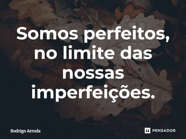 ⁠Somos perfeitos, no limite das nossas imperfeições.... Frase de Rodrigo Arruda.