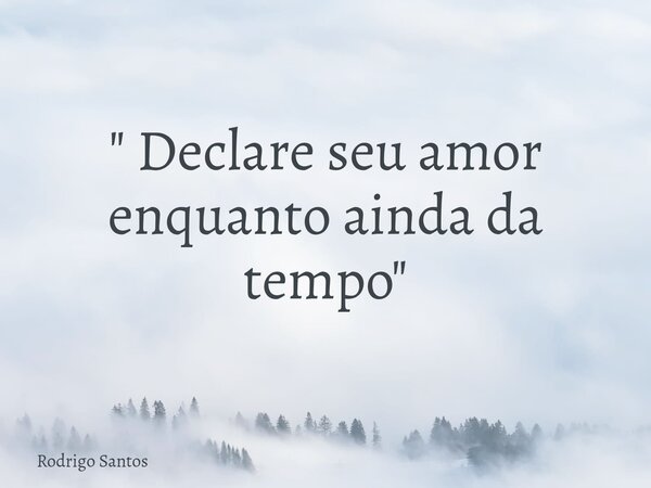 " Declare seu amor enquanto ainda da tempo "... Frase de Rodrigo Santos.