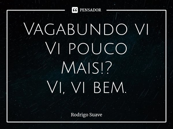 Vagabundo vi
Vi pouco
Mais!?
Vi, vi bem.... Frase de Rodrigo Suave.