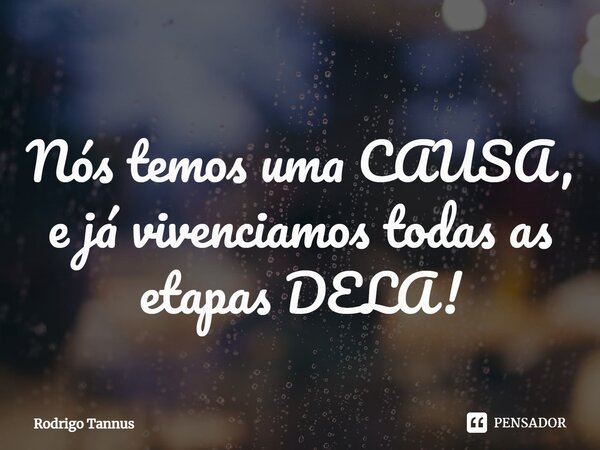 ⁠⁠Nós temos uma CAUSA, e já vivenciamos todas as etapas DELA!... Frase de Rodrigo Tannus.