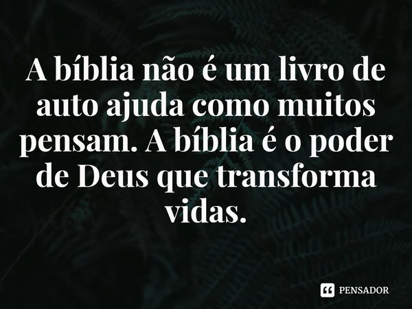 ⁠A bíblia não é um livro de auto ajuda como muitos pensam. A bíblia é o poder de Deus que transforma vidas.... Frase de Rogerio Cerqueira Jr.