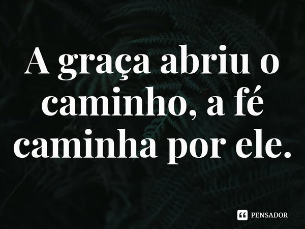 ⁠A graça abriu o caminho, a fé caminha por ele.... Frase de Rogerio Cerqueira Jr.