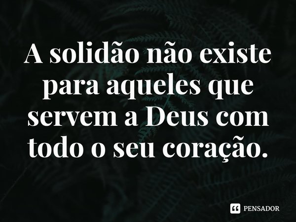 ⁠A solidão não existe para aqueles que servem a Deus com todo o seu coração.... Frase de Rogerio Cerqueira Jr.