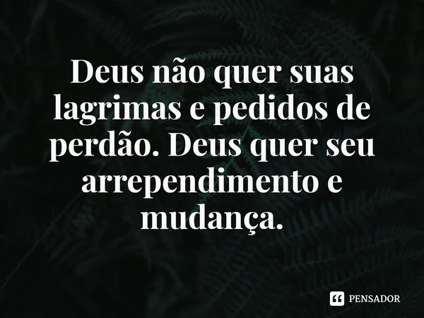 ⁠Deus não quer suas lagrimas e pedidos de perdão. Deus quer seu arrependimento e mudança.... Frase de Rogerio Cerqueira Jr.