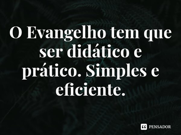 ⁠O Evangelho tem que ser didático e prático. Simples e eficiente.... Frase de Rogerio Cerqueira Jr.