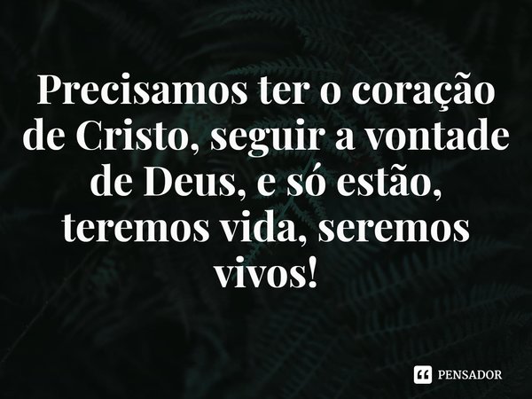⁠Precisamos ter o coração de Cristo, seguir a vontade de Deus, e só estão, teremos vida, seremos vivos!... Frase de Rogerio Cerqueira Jr.