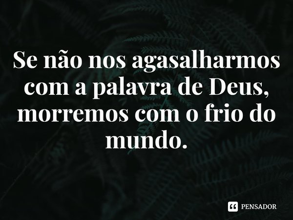 ⁠Se não nos agasalharmos com a palavra de Deus, morremos com o frio do mundo.... Frase de Rogerio Cerqueira Jr.