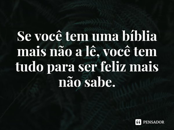 ⁠Se você tem uma bíblia mais não a lê, você tem tudo para ser feliz mais não sabe.... Frase de Rogerio Cerqueira Jr.