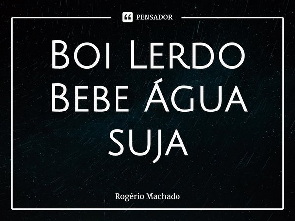 ⁠Boi Lerdo Bebe Água suja... Frase de Rogério Machado.