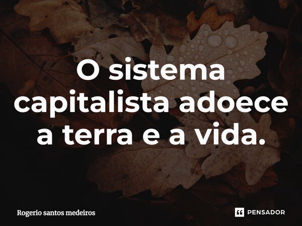 ⁠O sistema capitalista adoece a terra e a vida.... Frase de rogerio santos medeiros.