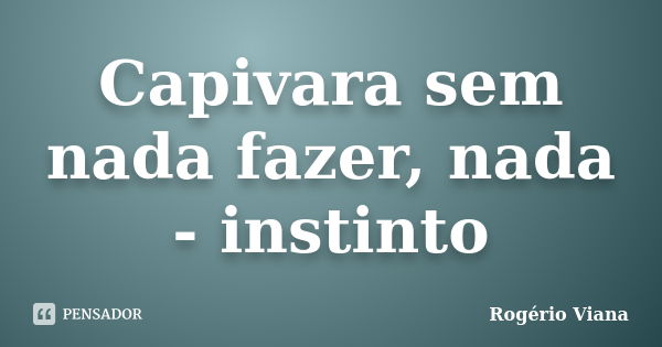 Capivara sem nada fazer, nada - instinto... Frase de Rogério Viana.