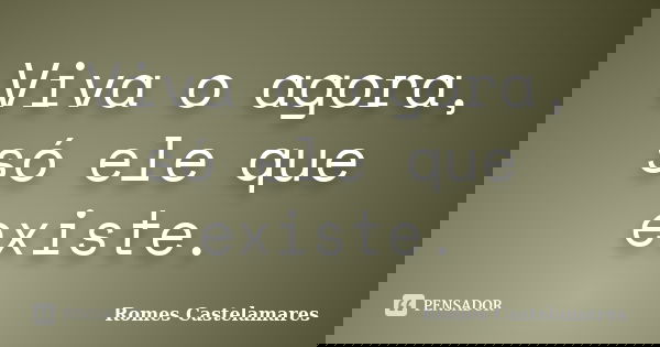 Viva o agora, só ele que existe.... Frase de Romes Castelamares.