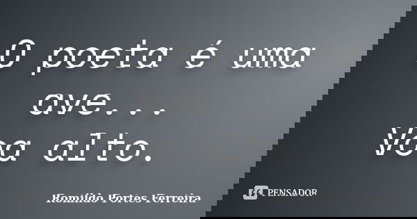 O poeta é uma ave... Voa alto.... Frase de Romildo Portes Ferreira.