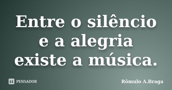 Entre o silêncio e a alegria existe a música.... Frase de Rômulo A.Braga.