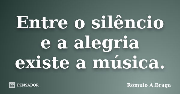 Entre o silêncio e a alegria existe a música.... Frase de Rômulo A.Braga.