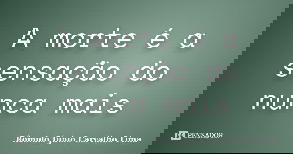 A morte é a sensação do nunca mais... Frase de Rômulo Júnio Carvalho Lima.
