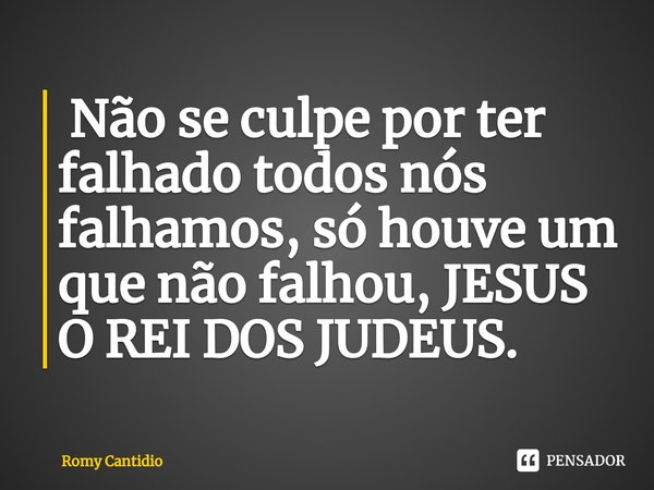⁠ Não se culpe por ter falhado todos nós falhamos, só houve um que não falhou, JESUS O REI DOS JUDEUS.... Frase de Romy Cantidio.