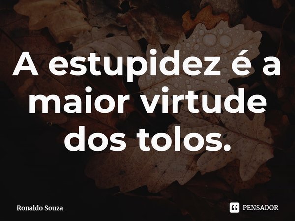 ⁠A estupidez é a maior virtude dos tolos.... Frase de Ronaldo Souza.