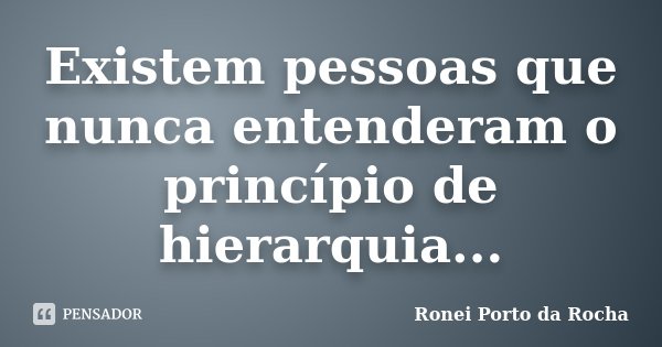 Existem pessoas que nunca entenderam o princípio de hierarquia...... Frase de Ronei Porto da Rocha.