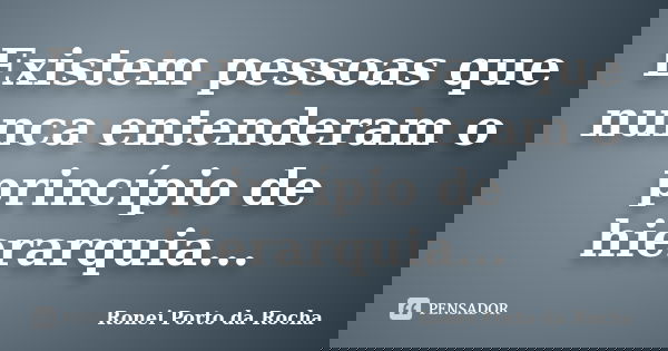Existem pessoas que nunca entenderam o princípio de hierarquia...... Frase de Ronei Porto da Rocha.
