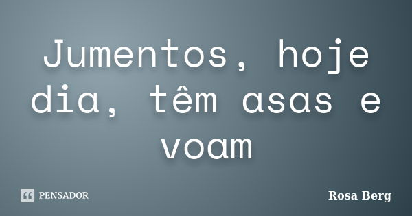 Jumentos, hoje dia, têm asas e voam... Frase de ROSA BERG.