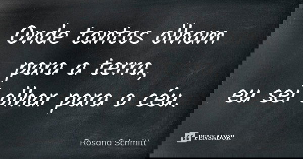 Onde tantos olham para a terra, eu sei olhar para o céu.... Frase de Rosana Schmitt.