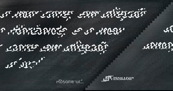 o mar corre, em direção ao Horizonte, e o meu amor, corre em direção, á vc!... Frase de Rosane al....