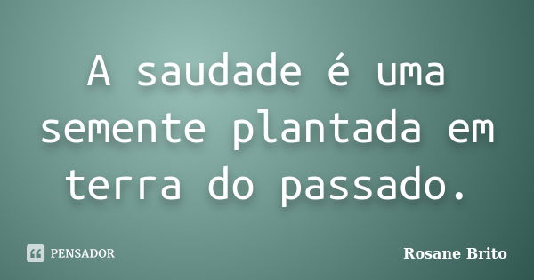 A saudade é uma semente plantada em terra do passado.... Frase de Rosane Brito.