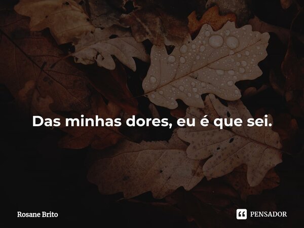 ⁠ Das minhas dores, eu é que sei.... Frase de Rosane Brito.