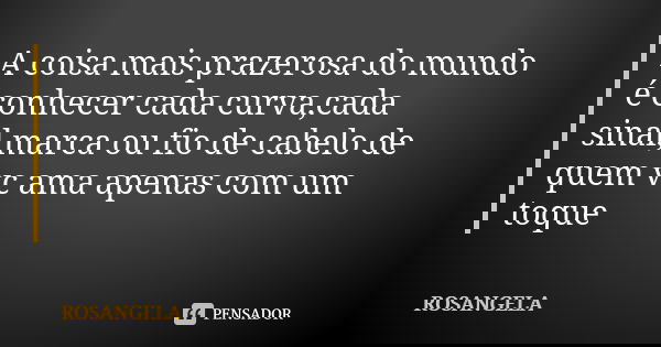 A coisa mais prazerosa do mundo é conhecer cada curva,cada sinal,marca ou fio de cabelo de quem vc ama apenas com um toque... Frase de Rosangela.