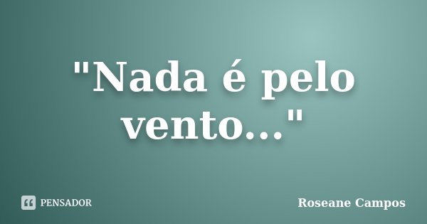 "Nada é pelo vento..."... Frase de Roseane Campos.