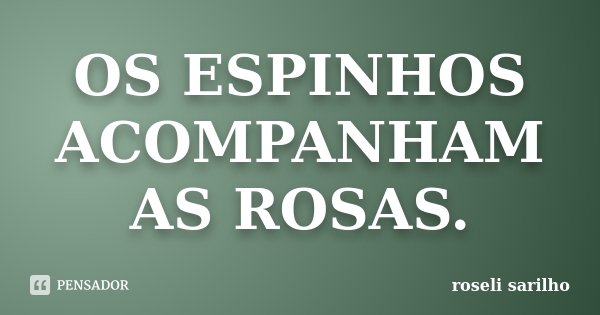 OS ESPINHOS ACOMPANHAM AS ROSAS.... Frase de ROSELI SARILHO.