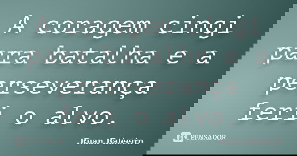A coragem cingi para batalha e a perseverança feri o alvo.... Frase de Ruan Baleeiro.