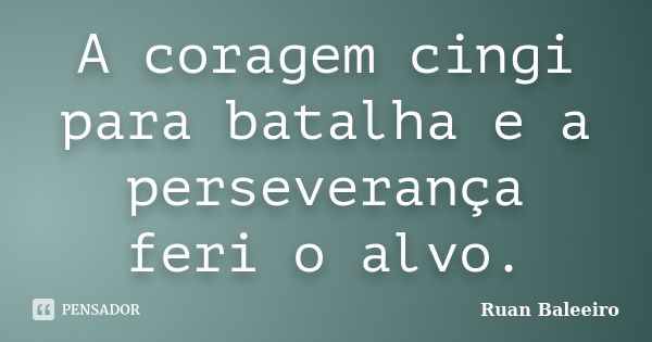 A coragem cingi para batalha e a perseverança feri o alvo.... Frase de Ruan Baleeiro.