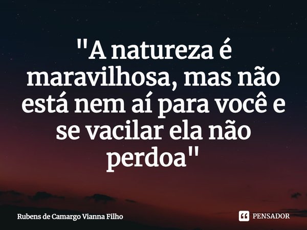 ⁠⁠"A natureza é maravilhosa, mas não está nem aí para você e se vacilar ela não perdoa"... Frase de Rubens de Camargo Vianna Filho.