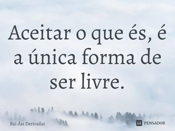 ⁠Aceitar o que és, é a única forma de ser livre.... Frase de Rui das Derivadas.
