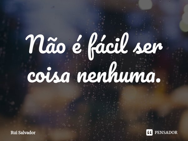⁠Não é fácil ser coisa nenhuma.... Frase de Rui Salvador.