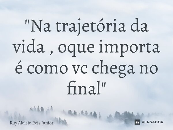 ⁠"Na trajetória da vida , oque importa é como vc chega no final"... Frase de Ruy Aloisio Reis Júnior.