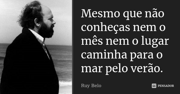 Mesmo que não conheças nem o mês nem o lugar caminha para o mar pelo verão.... Frase de Ruy Belo.