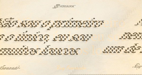 Não sou o primeiro nem o único, eu sou um de muitos loucos.... Frase de Ruy Fernando.