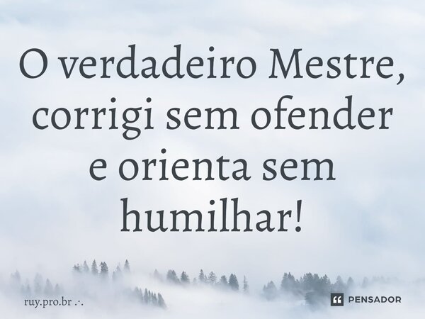 ⁠O verdadeiro Mestre, corrigi sem ofender e orienta sem humilhar!... Frase de ruy.pro.br ...