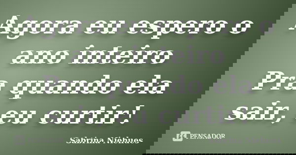 Agora eu espero o ano inteiro Pra quando ela sair, eu curtir!... Frase de Sabrina Niehues.