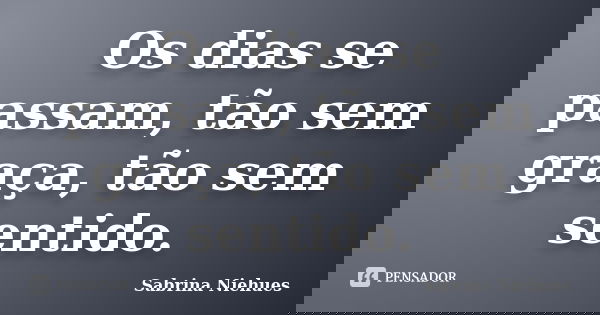 Os dias se passam, tão sem graça, tão sem sentido.... Frase de Sabrina Niehues.