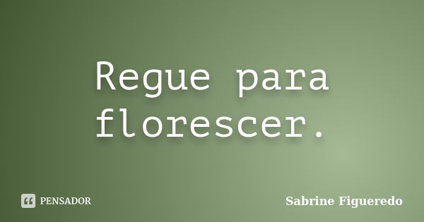 Regue para florescer.... Frase de Sabrine Figueredo.