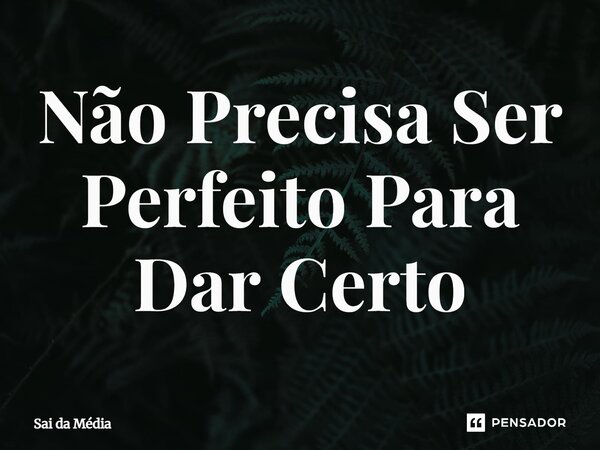⁠Não Precisa Ser Perfeito Para Dar Certo... Frase de Sai da Média.