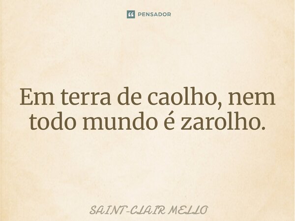 ⁠Em terra de caolho, nem todo mundo é zarolho.... Frase de Saint-Clair Mello.