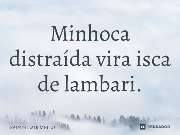 ⁠Minhoca distraída vira isca de lambari.... Frase de Saint-Clair Mello.