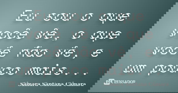 Eu sou o que você vê, o que você não vê, e um pouco mais...... Frase de Sâmara Santana Câmara.