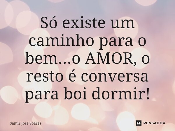 ⁠Só existe um caminho para o bem...o AMOR, o resto é conversa para boi dormir!... Frase de Samir José Soares.